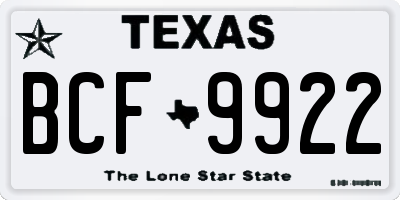 TX license plate BCF9922