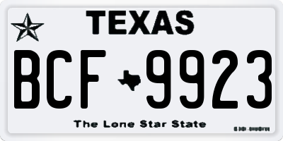 TX license plate BCF9923