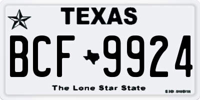 TX license plate BCF9924