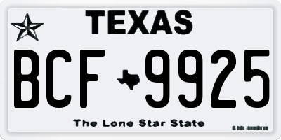 TX license plate BCF9925