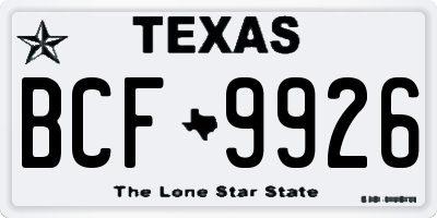 TX license plate BCF9926