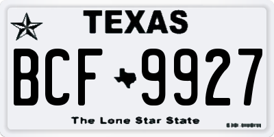TX license plate BCF9927