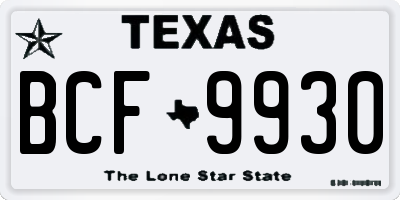 TX license plate BCF9930