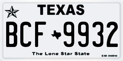 TX license plate BCF9932