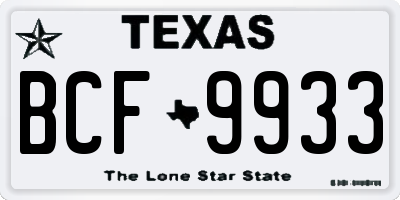 TX license plate BCF9933