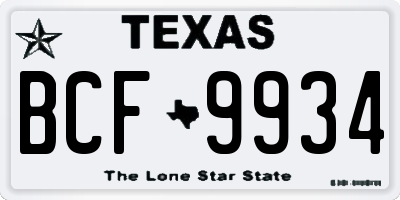 TX license plate BCF9934