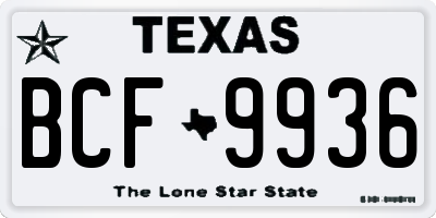 TX license plate BCF9936