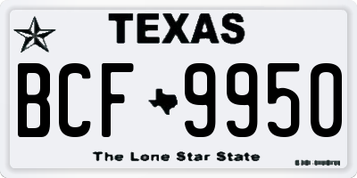 TX license plate BCF9950