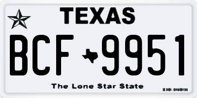 TX license plate BCF9951