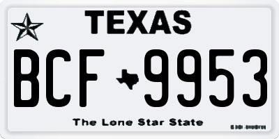TX license plate BCF9953