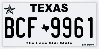 TX license plate BCF9961