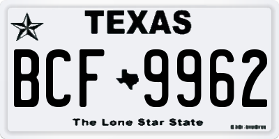 TX license plate BCF9962