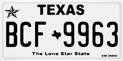 TX license plate BCF9963