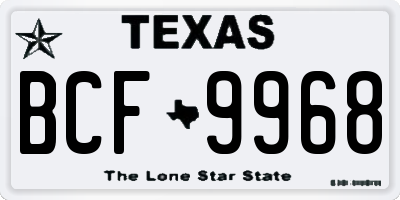 TX license plate BCF9968