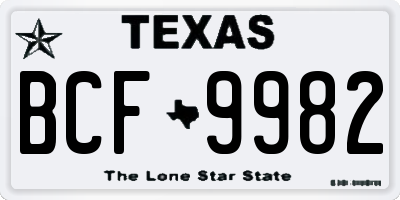 TX license plate BCF9982