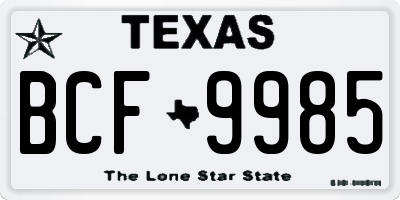 TX license plate BCF9985
