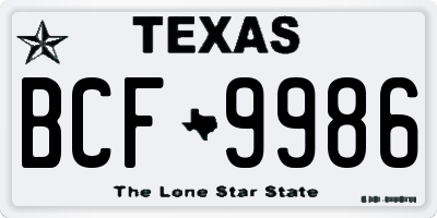 TX license plate BCF9986