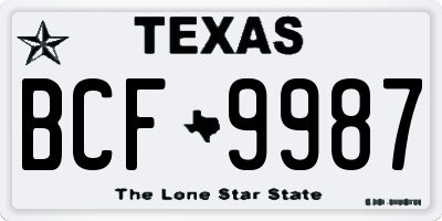 TX license plate BCF9987
