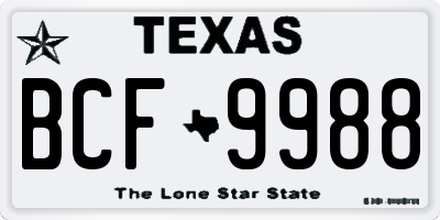 TX license plate BCF9988