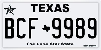 TX license plate BCF9989