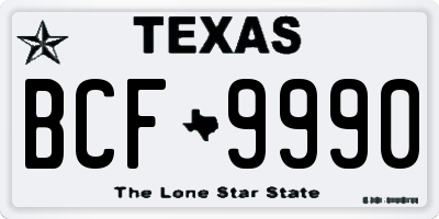 TX license plate BCF9990
