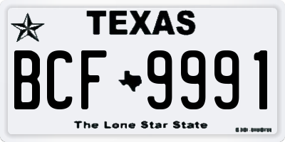 TX license plate BCF9991