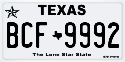 TX license plate BCF9992