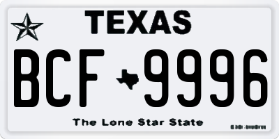 TX license plate BCF9996