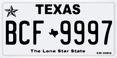 TX license plate BCF9997