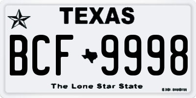 TX license plate BCF9998