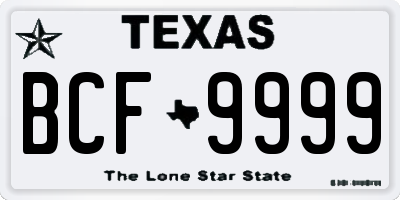 TX license plate BCF9999