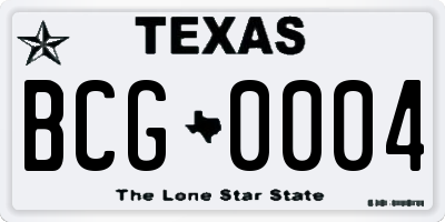 TX license plate BCG0004