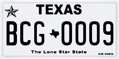 TX license plate BCG0009