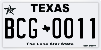 TX license plate BCG0011