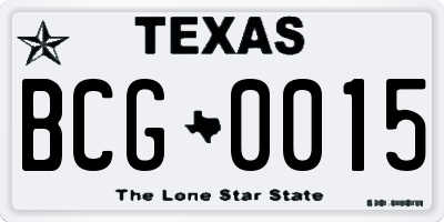 TX license plate BCG0015