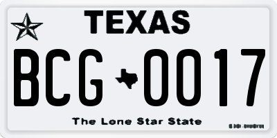 TX license plate BCG0017