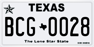 TX license plate BCG0028