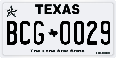 TX license plate BCG0029