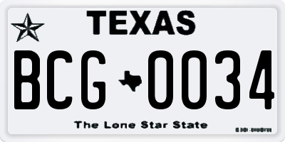 TX license plate BCG0034