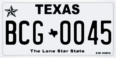 TX license plate BCG0045