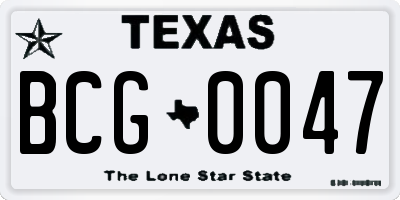 TX license plate BCG0047