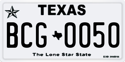 TX license plate BCG0050