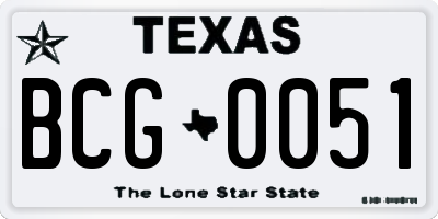TX license plate BCG0051