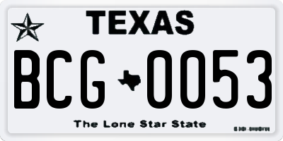 TX license plate BCG0053
