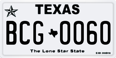 TX license plate BCG0060