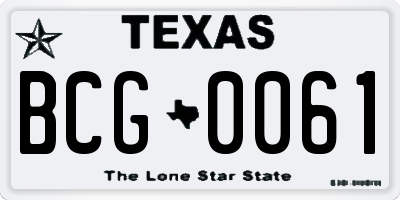 TX license plate BCG0061