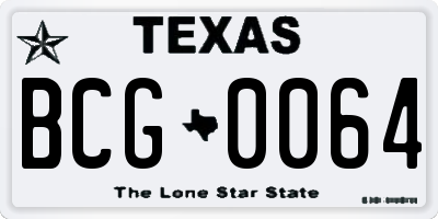 TX license plate BCG0064