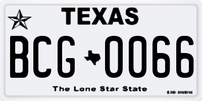 TX license plate BCG0066