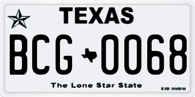 TX license plate BCG0068