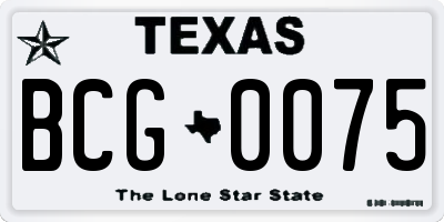 TX license plate BCG0075